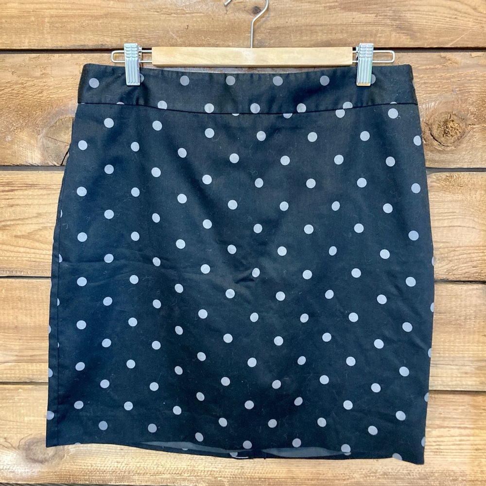 Ann Taylor Loft Polka Dot Black Skirt